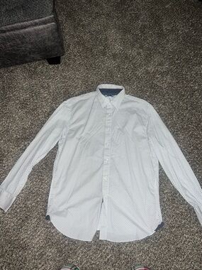 Men's White Micro-Print Button-Down Shirt